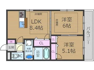 シャーメゾンわかば【1階】の間取り