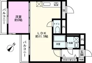 スリーブライト北浦和【1階】の間取り