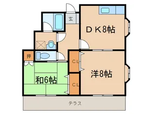 フラワーキャッスル篠原【1階】の間取り