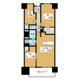 アトラスタワー小山城山町【12階】の間取り