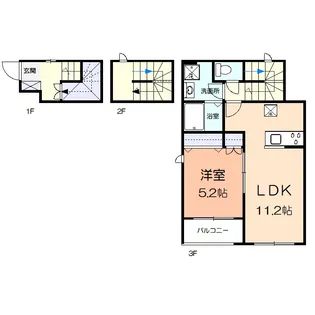 メゾンブルークレール【3階】の間取り