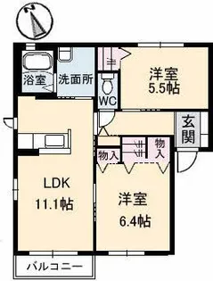 クラージュ B棟【1階】の間取り
