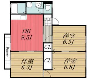 サンビレッジスプリングランド F棟【2階】の間取り