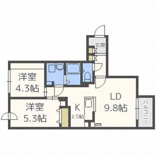ヴェリタス西町【2階】の間取り