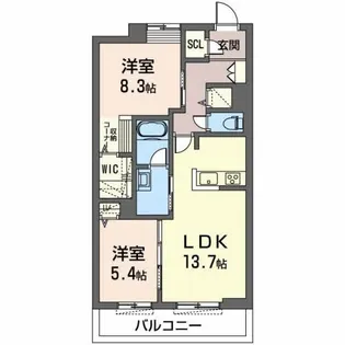 オカバ姫路青山シャーメゾンB【2階】の間取り