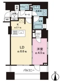 クオリア神南フラッツ【2階】の間取り