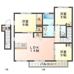 秋桜タウンD【2階】の間取り