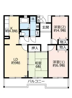 URコンフォールかぶと台【4階】の間取り