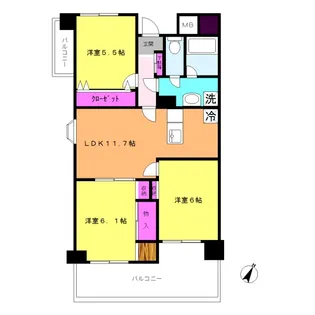 ファインクレストいぶき野【4階】の間取り