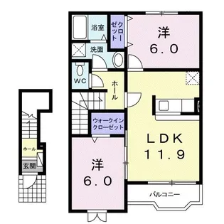 カーサ・ピアヌーラ【2階】の間取り