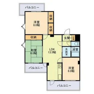 アローハイム健軍東【7階】の間取り