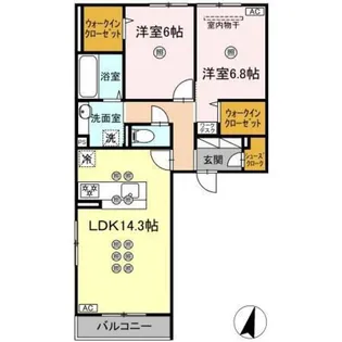 2LDKの間取り画像