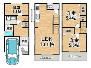 大阪府堺市西区浜寺石津町中3【一戸建】の間取り