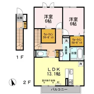 グランヴァリ B棟【2階】の間取り