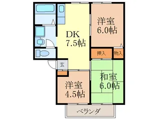 サンビレッヂ新和B棟【1階】の間取り