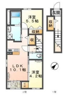 厚木市下川入新築アパート【2階】の間取り