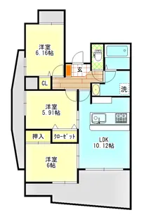 中央ハイツ海老塚【3階】の間取り