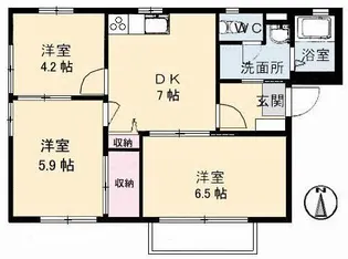 ルナール玉島 A棟【1階】の間取り