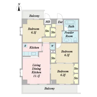 GRANDJOY ROYAL FIRST【13階】の間取り