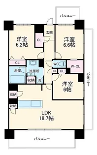 ロイヤルパークスERささしま EAST【12階】の間取り