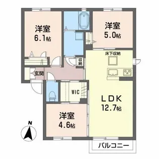 カーサ ルビーノA【1階】の間取り