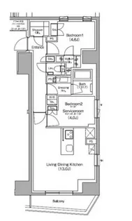 ザ・パークハビオ中野新橋【14階】の間取り