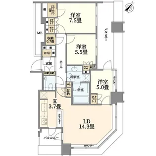 スカイズ タワー&ガーデン【10階】の間取り
