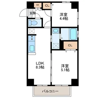 メゾン・ド・ヴィレ桑園【5階】の間取り