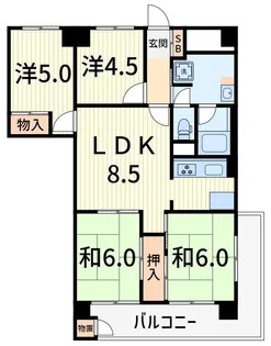 東建金町マンション【2階】の間取り