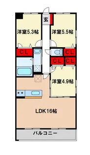 ボルドーV番館【2階】の間取り