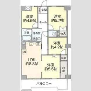 スターハイツ北野【4階】の間取り