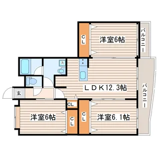 レジェンダ泉中央【4階】の間取り