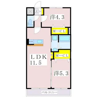 ブルフェヒルズ下竜尾【4階】の間取り