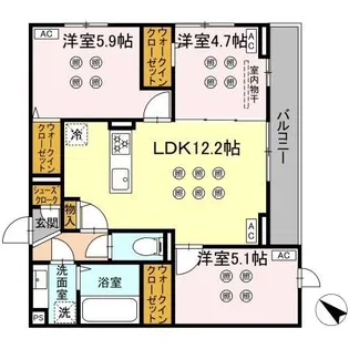 D-KISARIA WVI【3階】の間取り