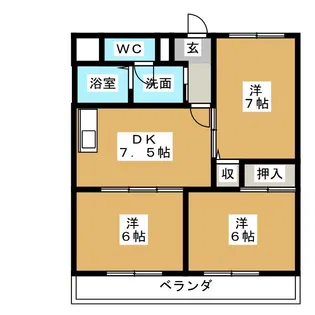 ウインズフジ【5階】の間取り