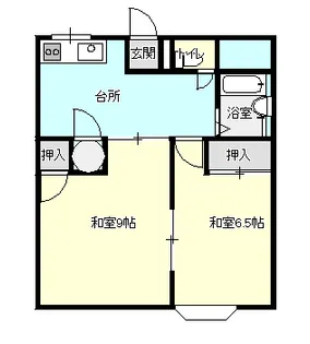 桑山ハイツ 6号棟【1階】の間取り