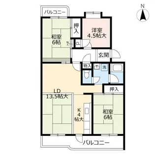UR枝光【4階】の間取り