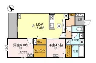 グリーンコート淡路【1階】の間取り