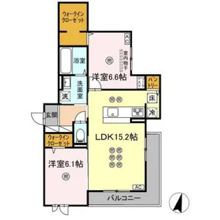 2LDKの間取り画像