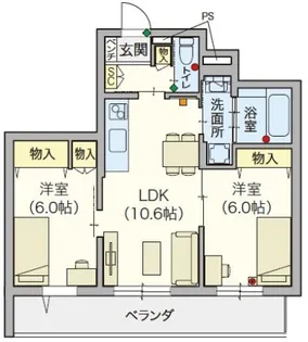 【シニア限定】Serenity Court 東新町【2階】の間取り