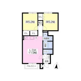 ラ マージュA【1階】の間取り