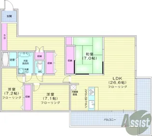 グランエクレール五橋【10階】の間取り