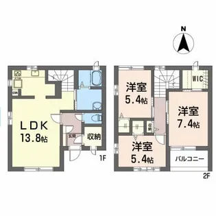 コモンシティ方木田貸家B【1階】の間取り