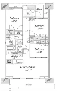 HARUMI FLAG PARK VILLAGE【10階】の間取り