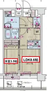 プレサンス京橋GREEN YARDアルミラ【7階】の間取り