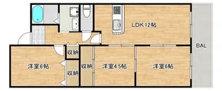 大阪府大阪市東住吉区杭全4【マンション】の間取り