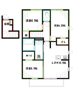 グリシーヌA【2階】の間取り