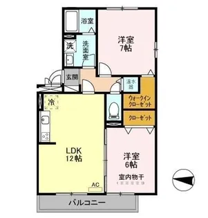 オッツ空港西【2階】の間取り