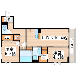 DーROOMあすと長町I【3階】の間取り