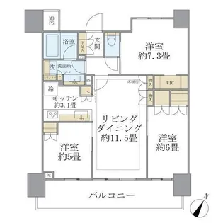 Brillia Tower横浜東神奈川【17階】の間取り